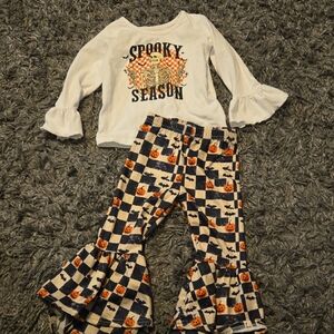 Halloween Kids Matching Set - White and Orange